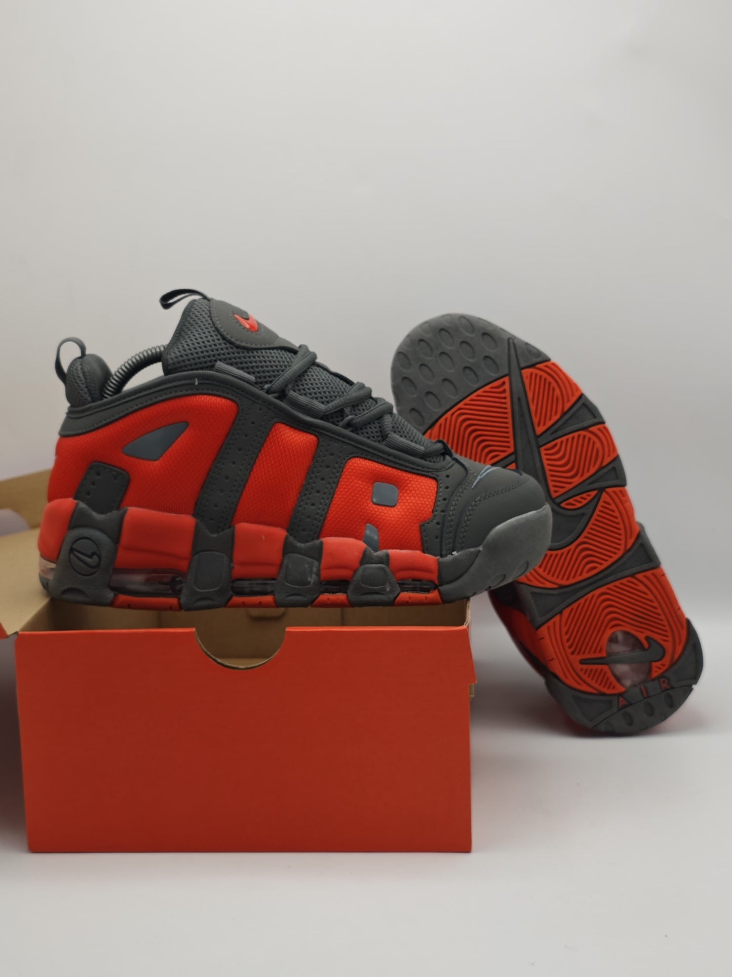 Nike Air More Uptempo “Dark Smoke Grey/University Red”