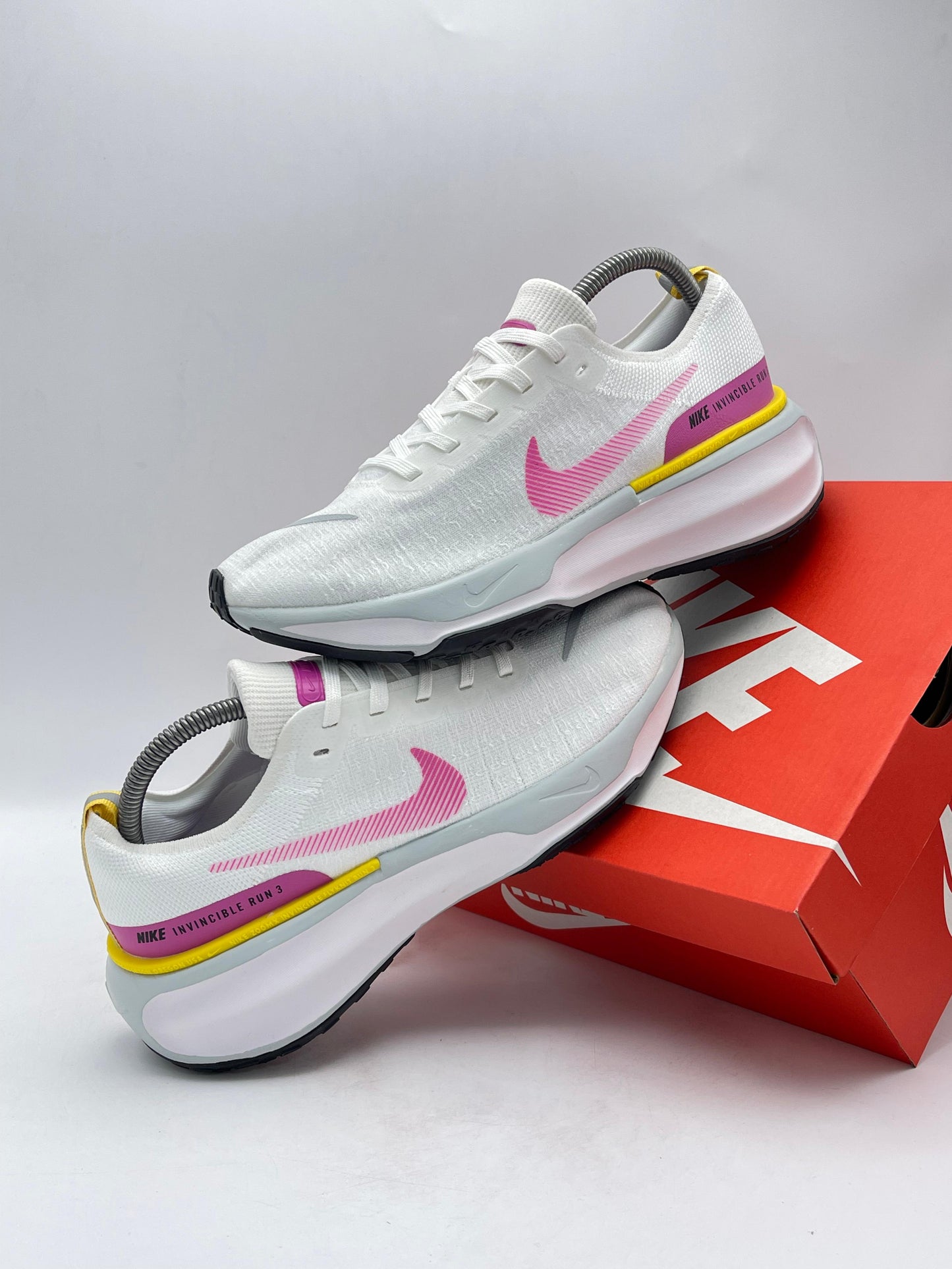 Nike Invincible Run Flyknit 3 White Pink Yellow