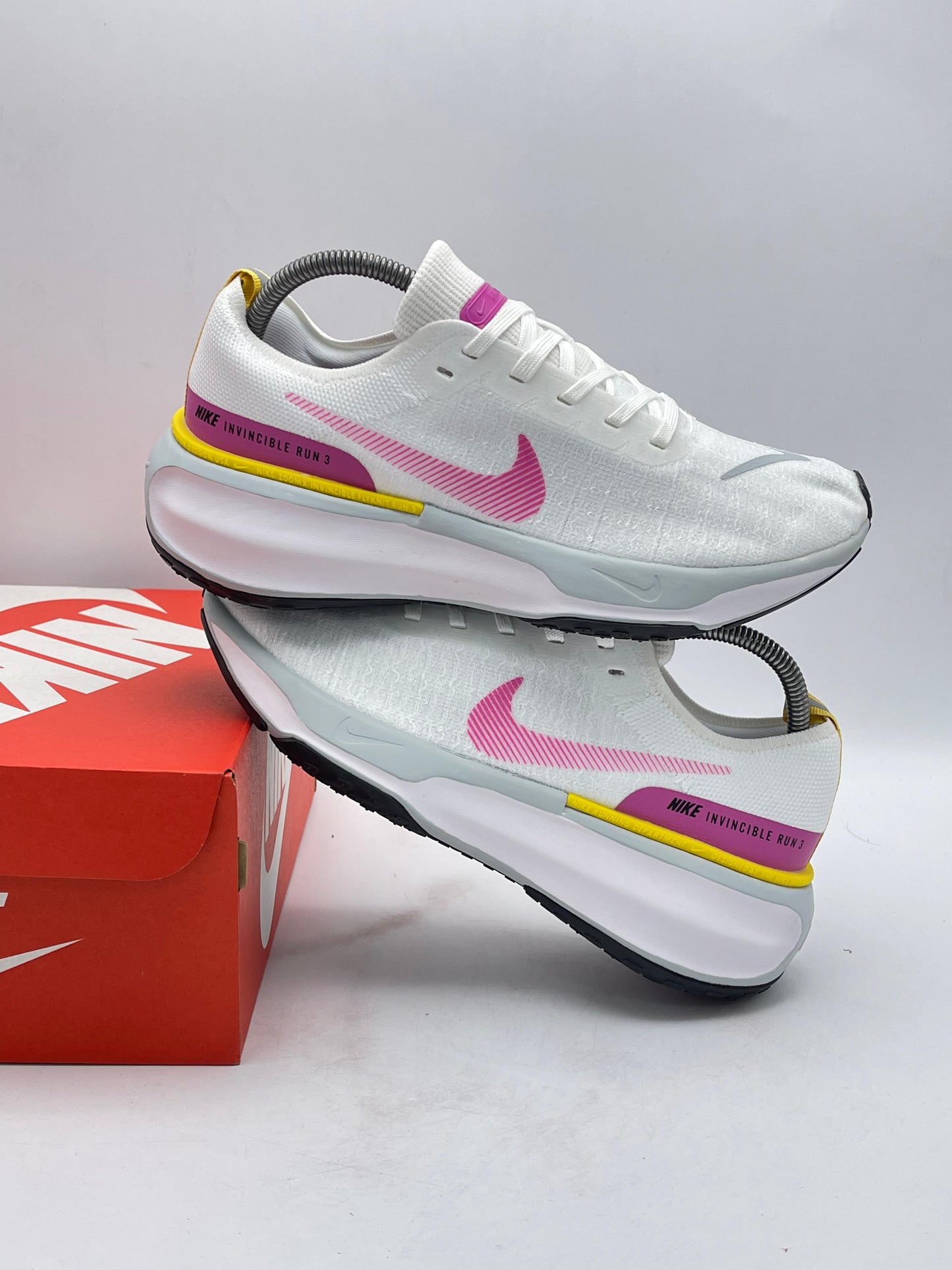Nike Invincible Run Flyknit 3 White Pink Yellow