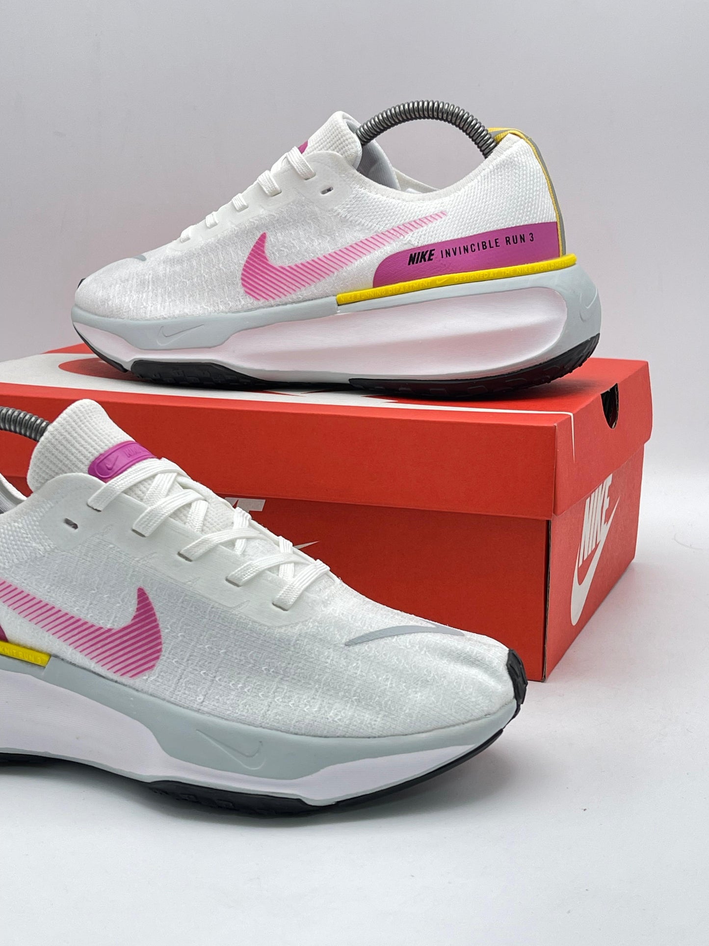 Nike Invincible Run Flyknit 3 White Pink Yellow