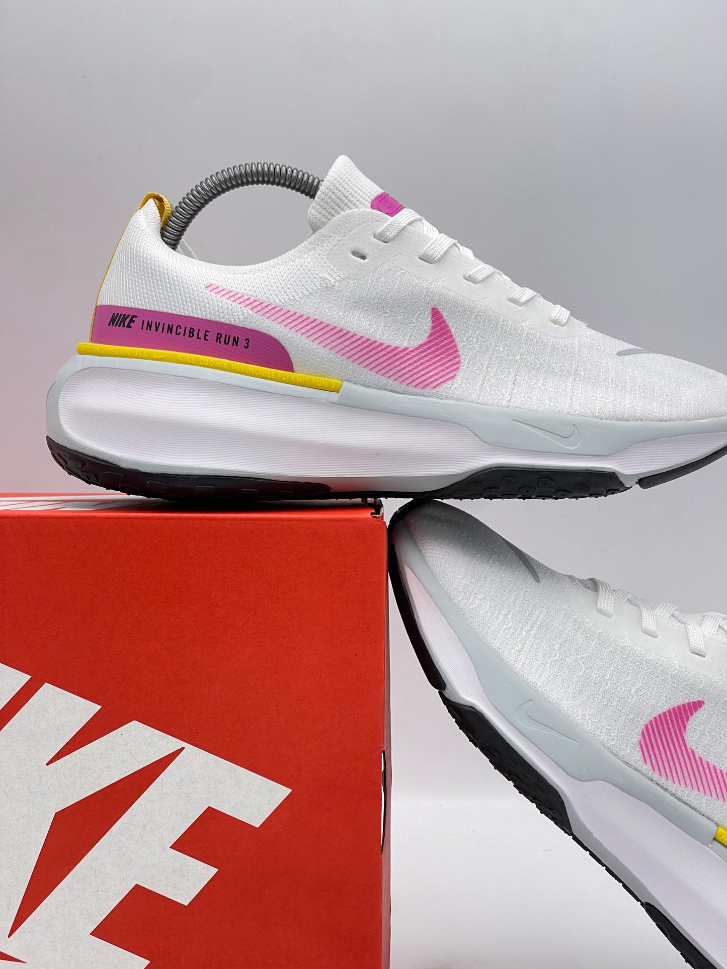 Nike Invincible Run Flyknit 3 White Pink Yellow