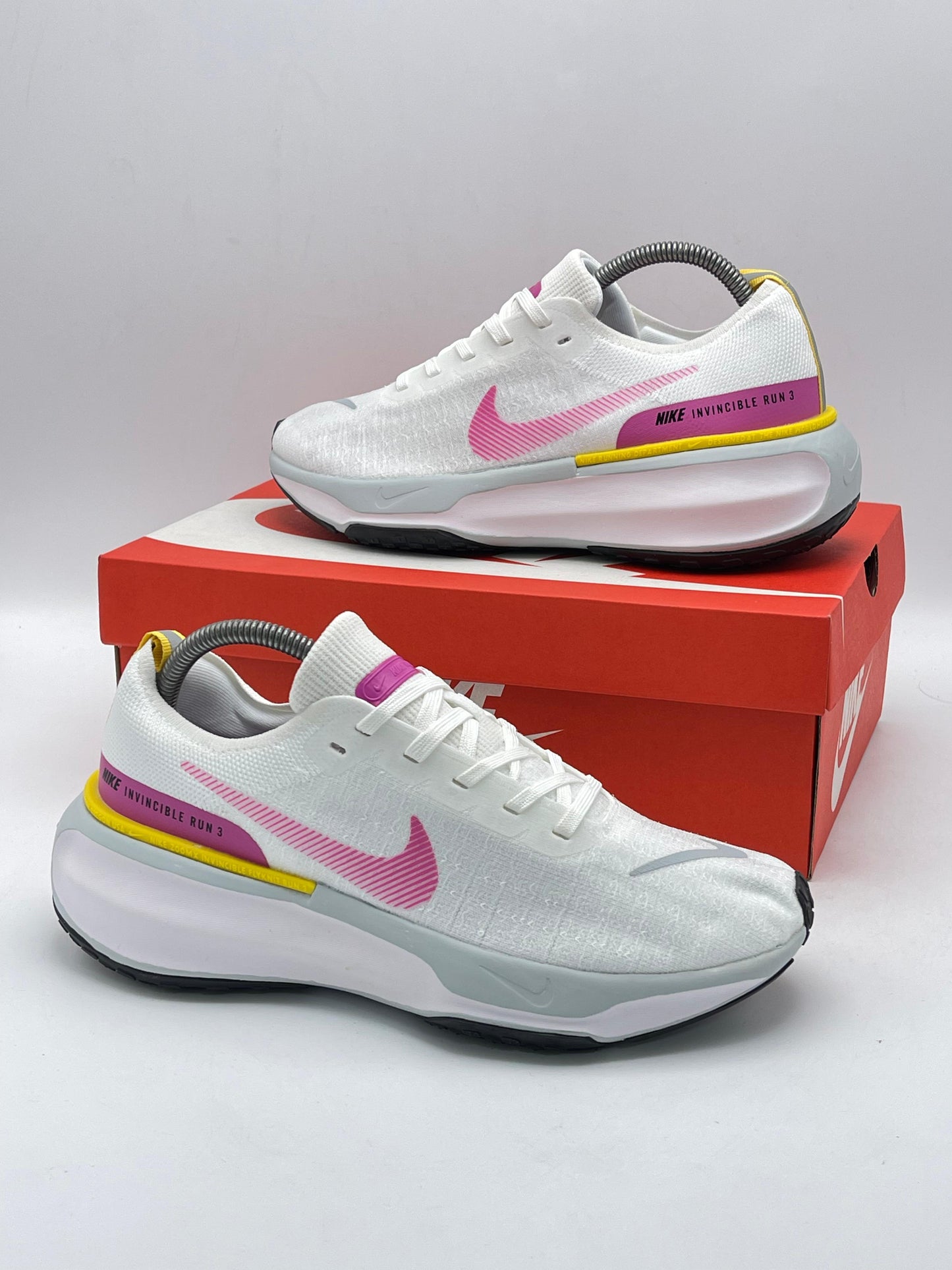 Nike Invincible Run Flyknit 3 White Pink Yellow