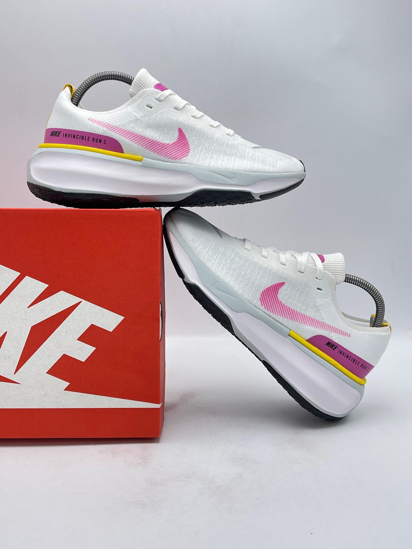 Nike Invincible Run Flyknit 3 White Pink Yellow