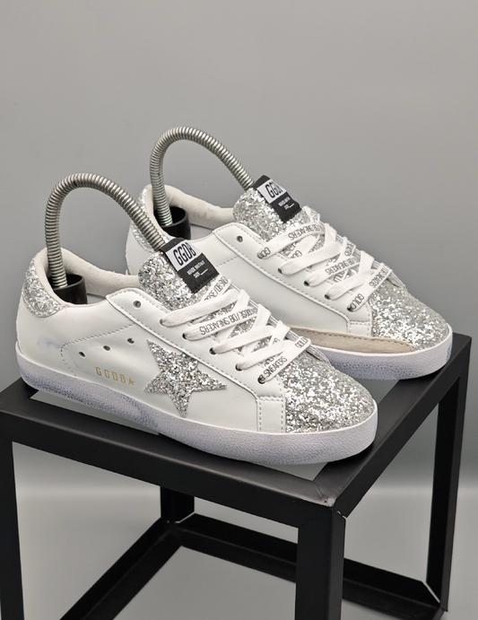 Golden Goose Super-Star Low White Glitter