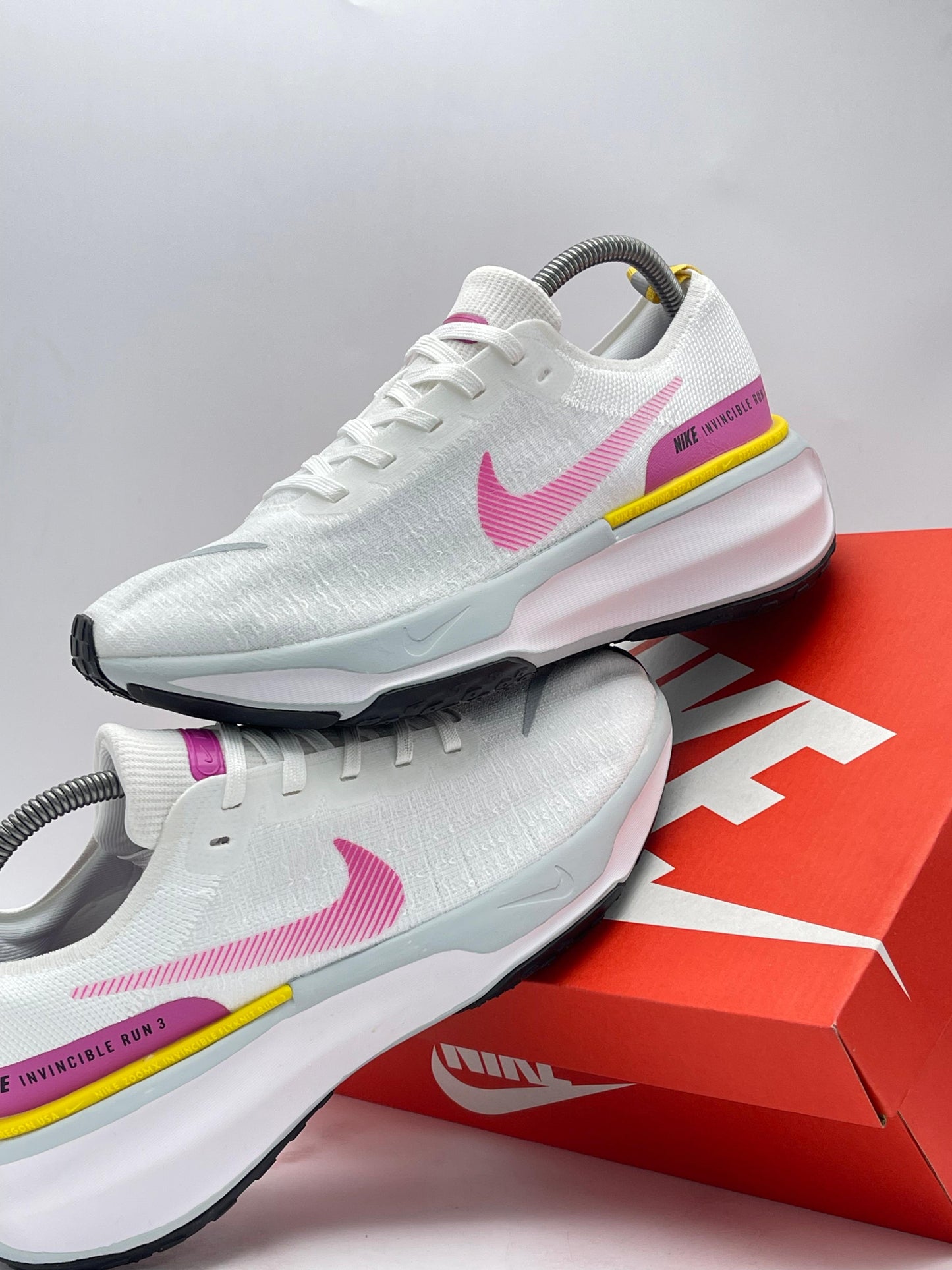 Nike Invincible Run Flyknit 3 White Pink Yellow