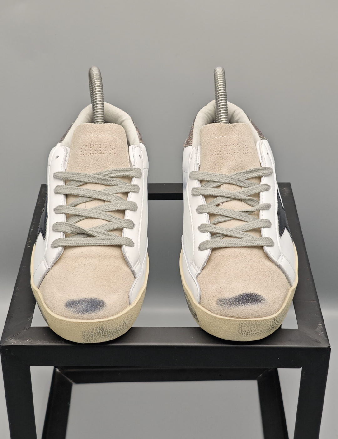 Golden Goose Super-Star White Black Glitter Pink