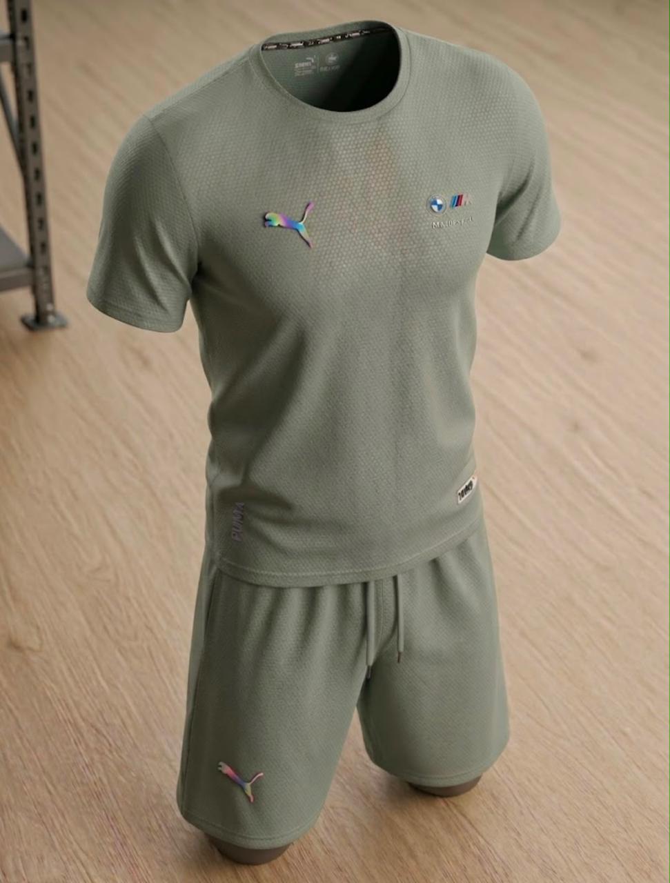 Conjunto Puma BMW Motorsport Camiseta + Pantaloneta – Verde Oliva