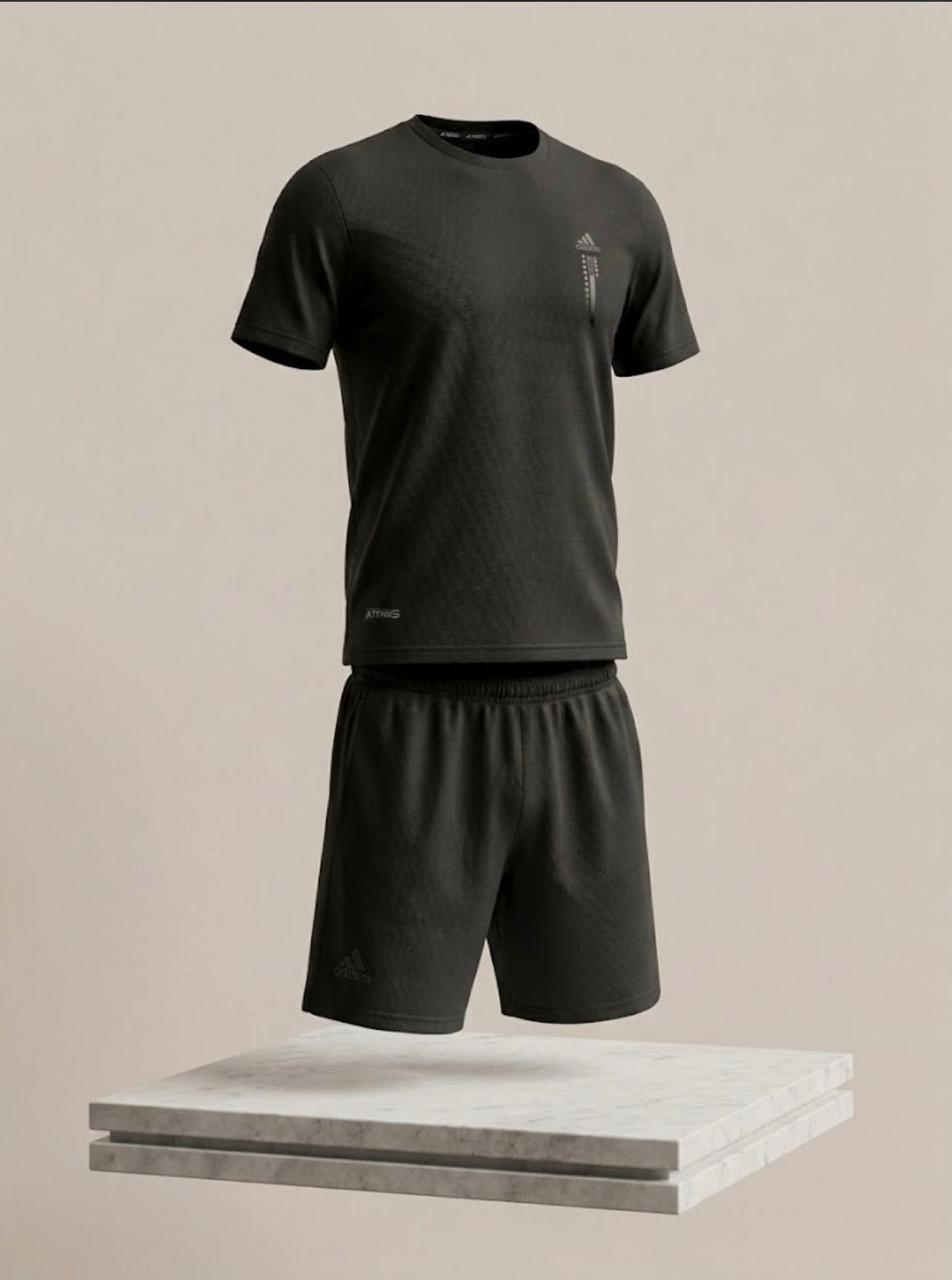 Conjunto Adidas Deportivo Camiseta + Pantaloneta – Negro / Gris