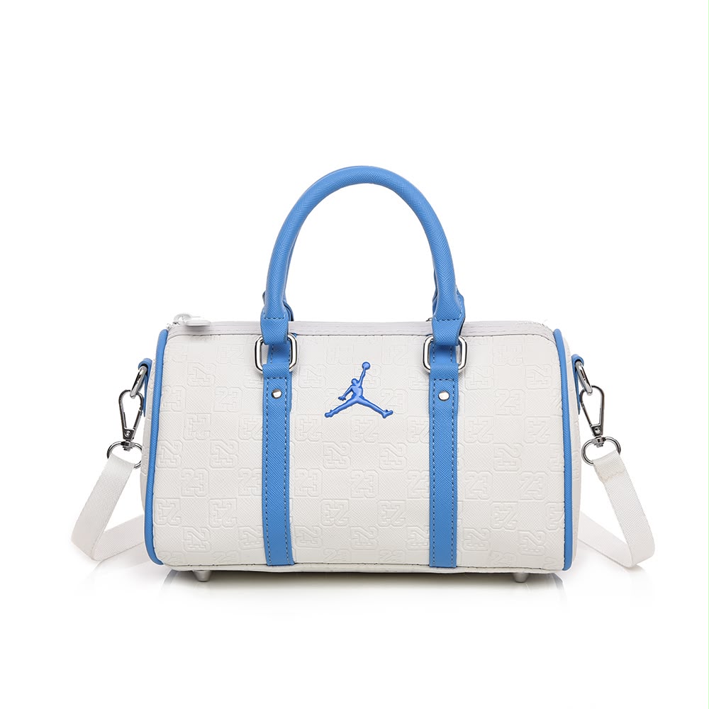Bolso Jordan Duffle 23 – Blanco con azul celeste