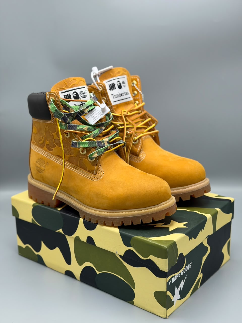 Bota Timberland x BAPE 6-Inch G5 – Amarillo Wheat / Camuflado Verde