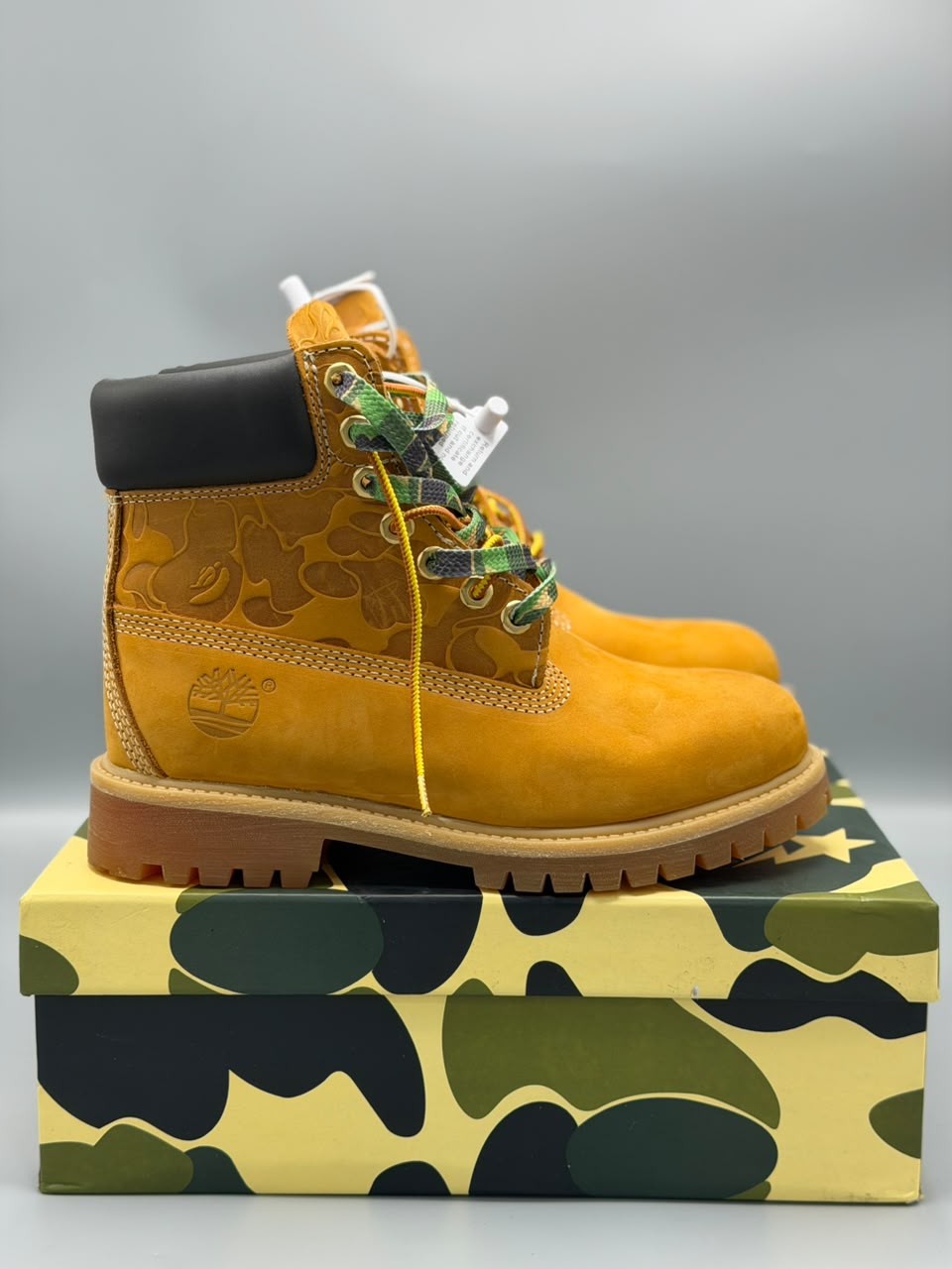 Bota Timberland x BAPE 6-Inch G5 – Amarillo Wheat / Camuflado Verde