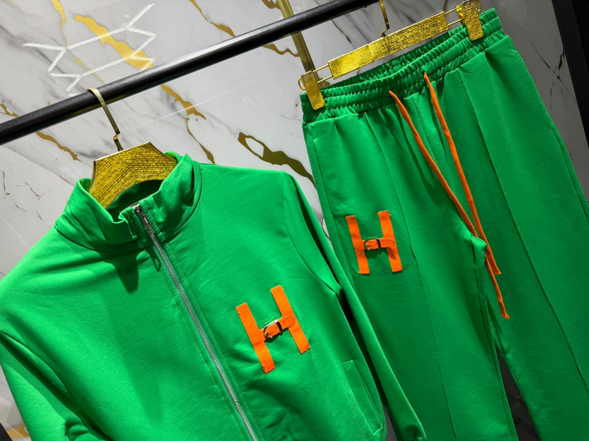 Conjunto Hermès Deportivo – Verde con Naranja