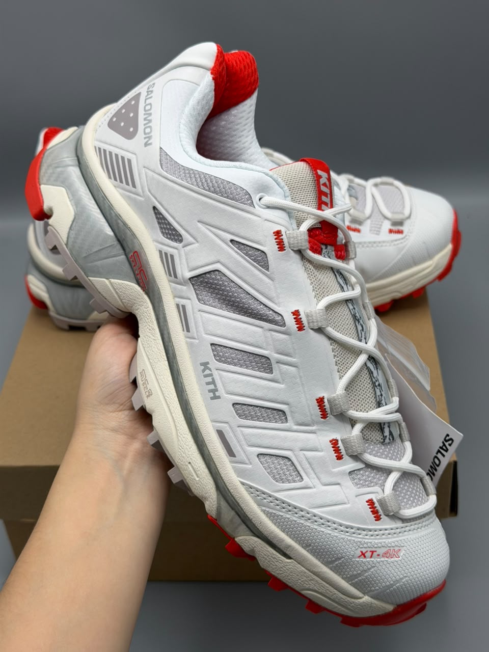 Salomon XT-4K x KITH – Blanco, Gris y Rojo | Calidad G5
