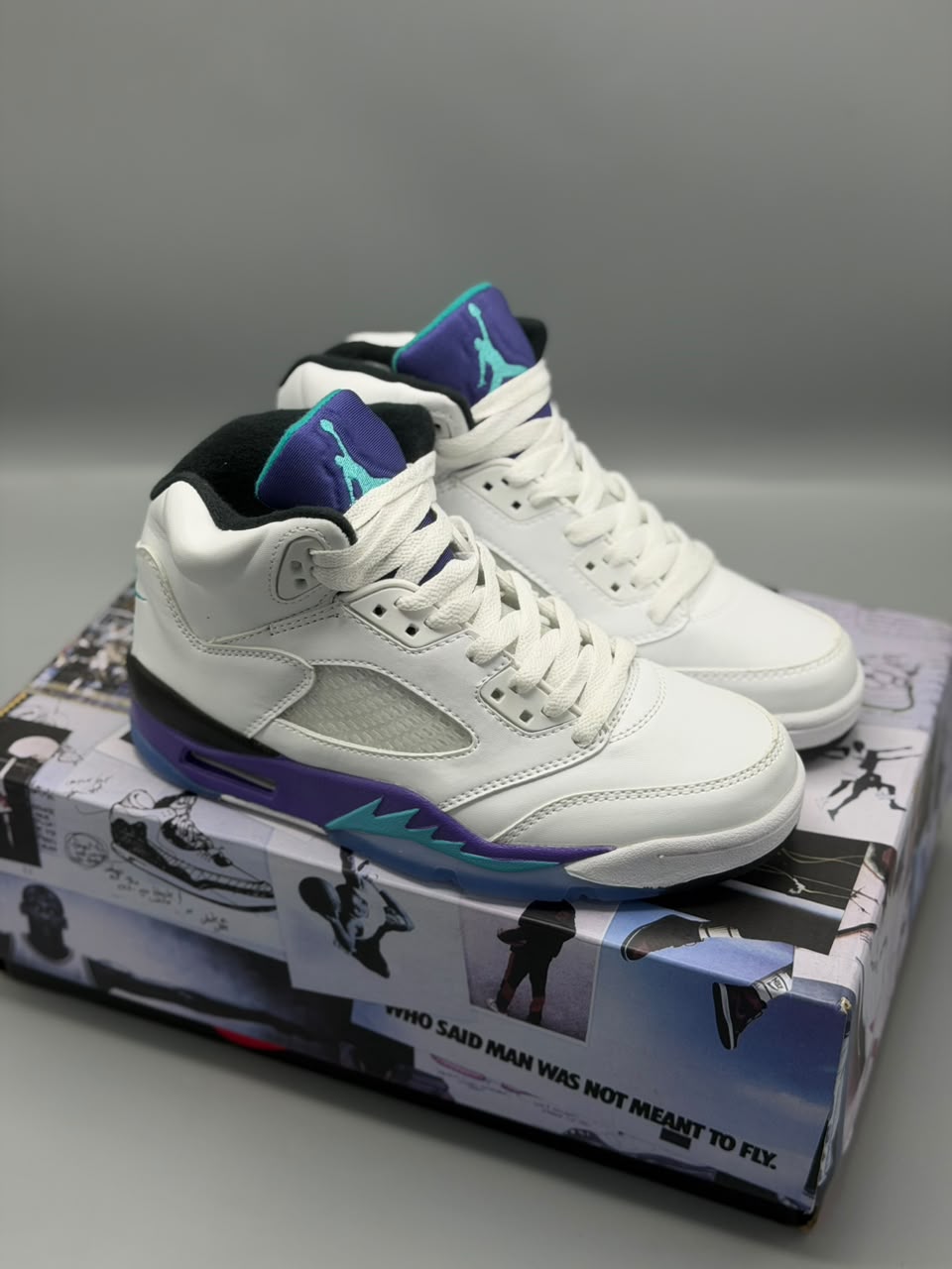 Air Jordan 5 “Grape” – Blanco, Morado y Turquesa