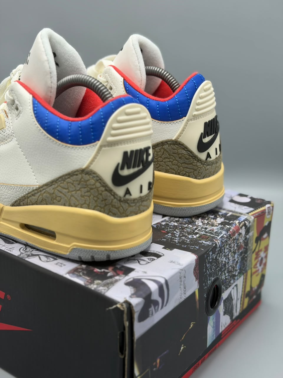 Air Jordan 3 “Seoul 2.0” – Blanco, Gris Cemento, Azul y Rojo